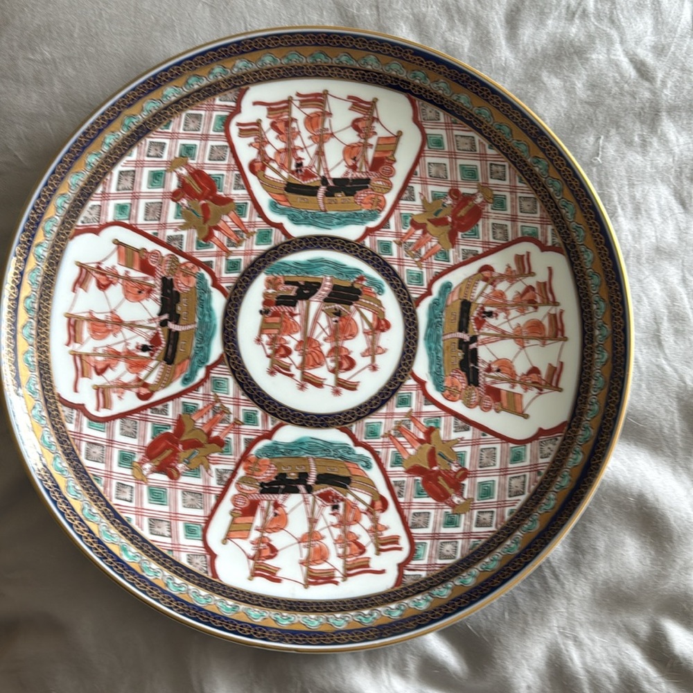 Fukagawa Japanese Imari "Black Ship" charger